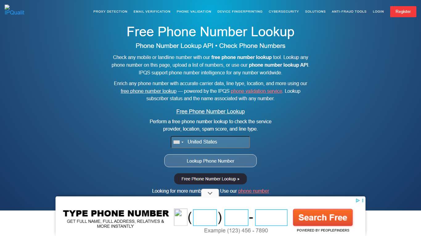 Free Phone Number Lookup Tool Phone Number Lookup API